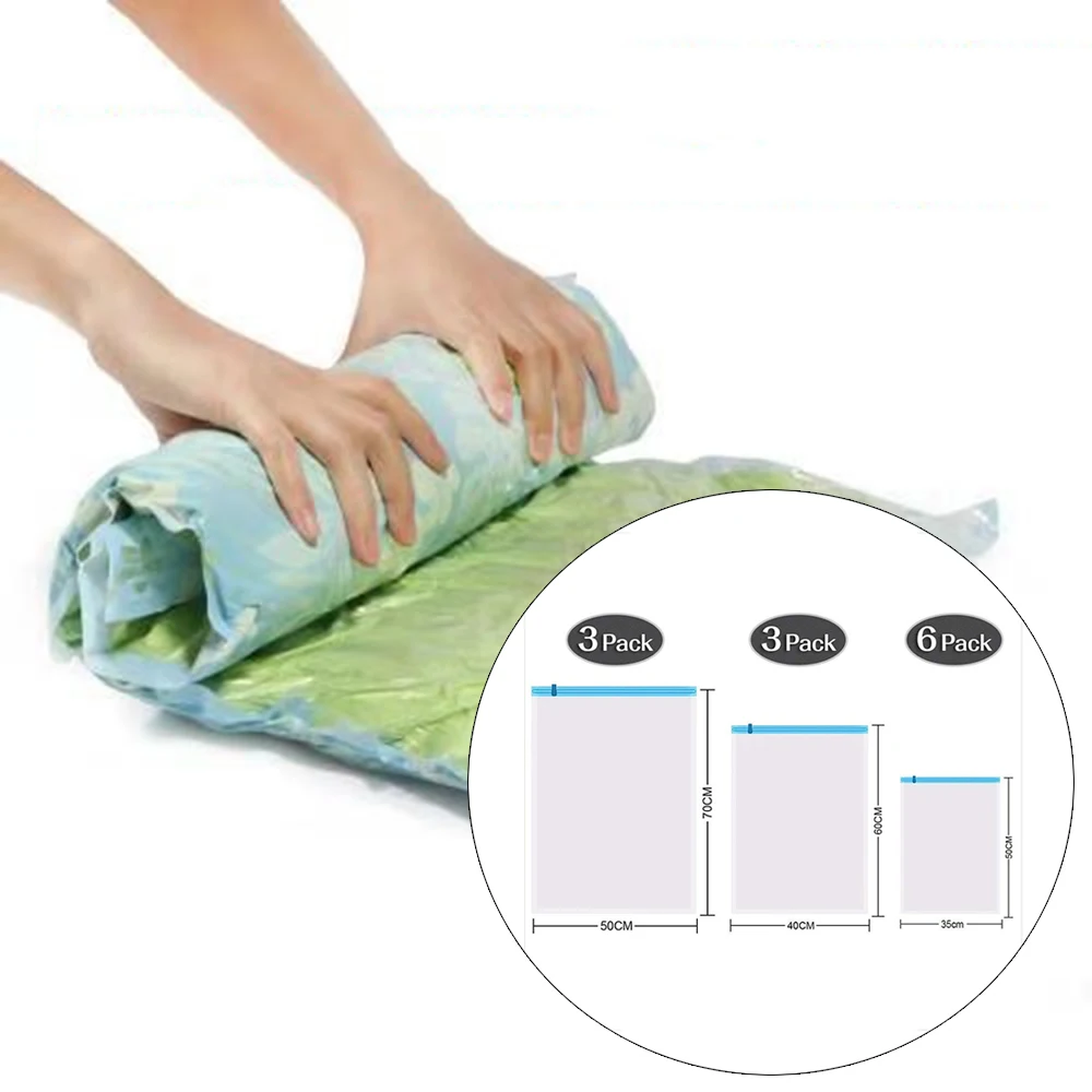 Travel сжатие Space Saver сумки для хранения ручной прокатный Roll Up 12 шт./компл. ransparent границы складной органайзер уплотнение