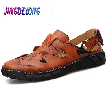 

2020 New Men's Sandals Summer Outdoor Men's Beach Sandals Fashion Leather Male Beach Slippers Roman Style Casual Men Shoes 38-50