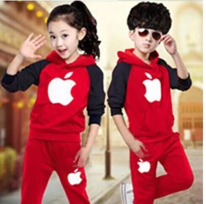 red-black apple Детская фланелевая гигиеническая одежда с длинными рукавами и изображением яблока костюм с рисунком велосипеда спортивная одежда для кампуса два костюма - Цвет: red-black apple
