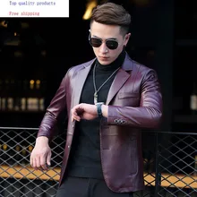 Мужская куртка из натуральной кожи; сезон весна-осень; натуральная овчина; мужские кожаные куртки и пальто; AD-DP71104; YY320