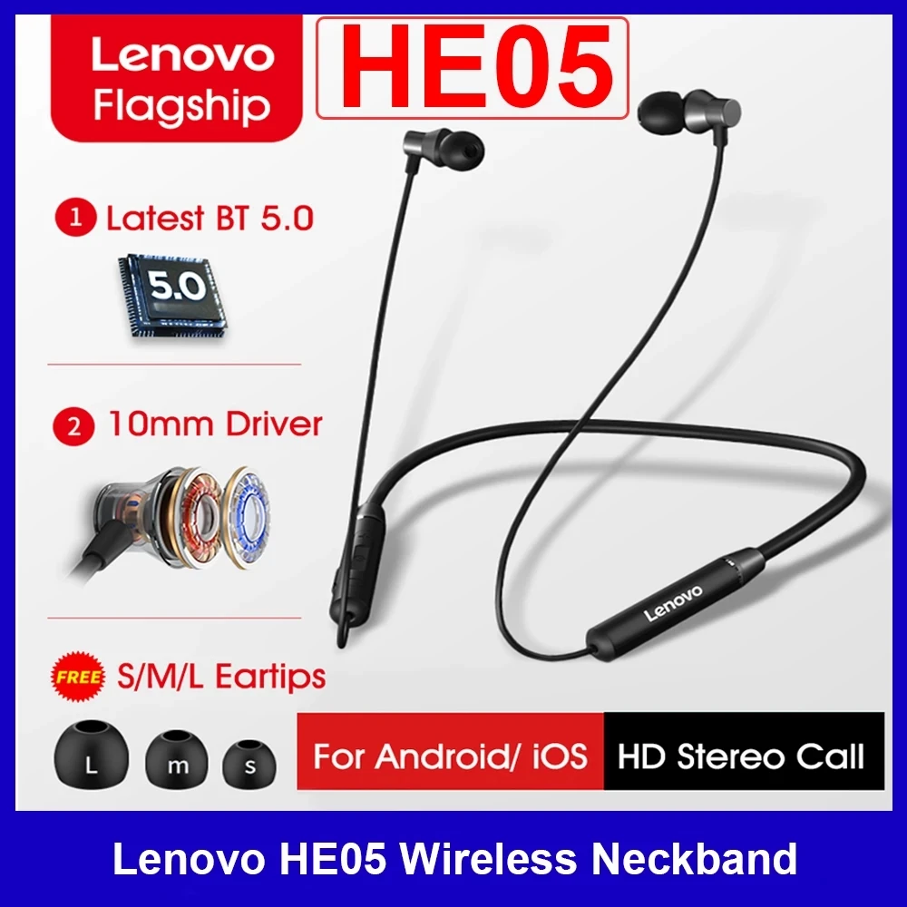 Jual Lenovo He05 Bt Earphones Bt5.0 