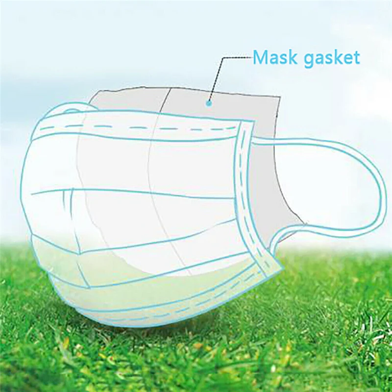 

100Pcs Mask Gasket 3 Layer Thick Cotton Protective Respirator Filter Pad Gas PM2.5 Safety Dust Replacement Pad Square Mask Mat