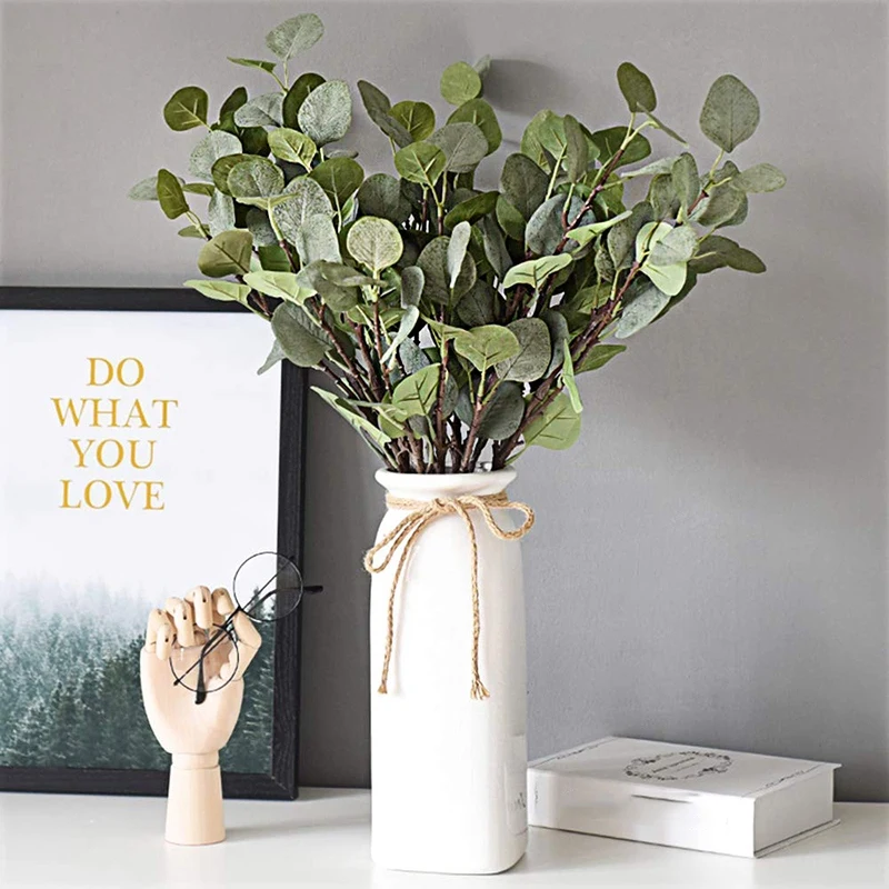 

6 Pcs Artificial Silver Dollar Eucalyptus Leaf Spray in Green 25.5 inch Tall Artificial Greenery Holiday Greens Christmas Greene