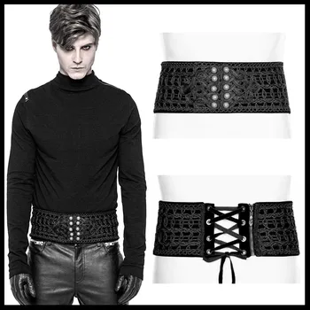 

PUNK RAVE Men Steampunk Retro Party Cummerbunds Gorgeous Lace Three-dimensional Carved Bandage Gothic Girdle