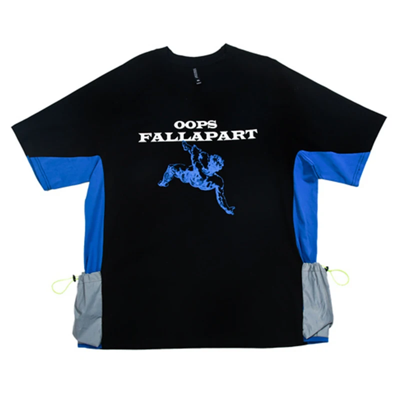 

Men Patchwork Tee Mens Oversized Pockets T Shirt 100%Cotton Streetwear White Unisex 2020 Summer Short Sleeve Couples Top tees