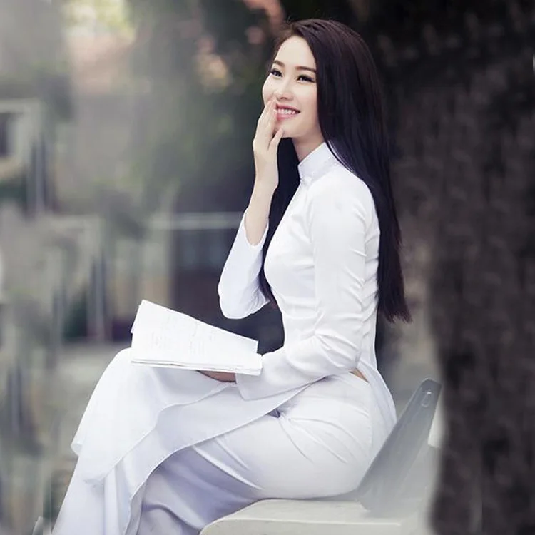 Новое поступление Элегантный белый аозай Вьетнам Qipao платье для женщин традиционная одежда аозай платья и брюки вьетнамские костюмы