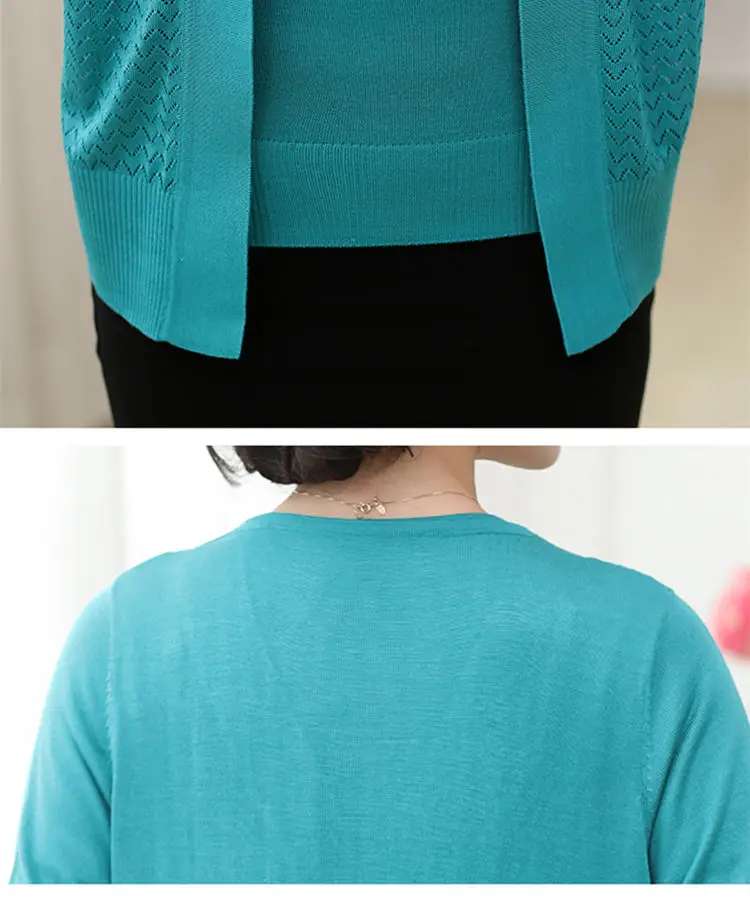 Осень осень зима мать из двух частей набор blusa tricot женщин среднего возраста вязаный свитер Женский Плюс Размер кардиганы S1117