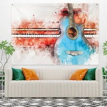 

Creative abstract musicial guitar Indian tapestry hippie mandala wall hanging Bohemian bedspread dorm decor wall carpet
