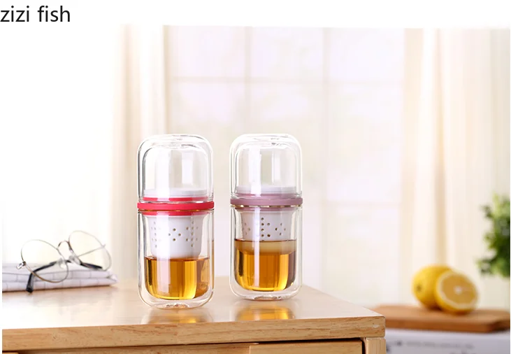  Portable Travel Tea Set Double-layer Glass Anti-scalding Cup Kung Fu Tea Set Filter Flower Tea Teaw - 4000172931866