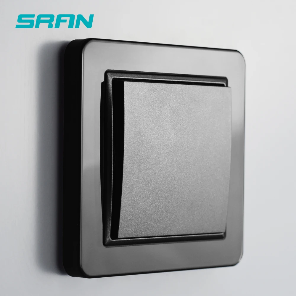SRAN стандарт ЕС 3 банды 1way настенный выключатель света 2.5D изогнутая закаленная стеклянная панель для домашнего украшения использовать 83*83 мм