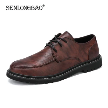 

Brand New Autumn Men Casual Leather Shoes Men's Non-slip Oxfords Shoes Fashion Comfortable Men Work Shoes Lace-Up Men Shoes