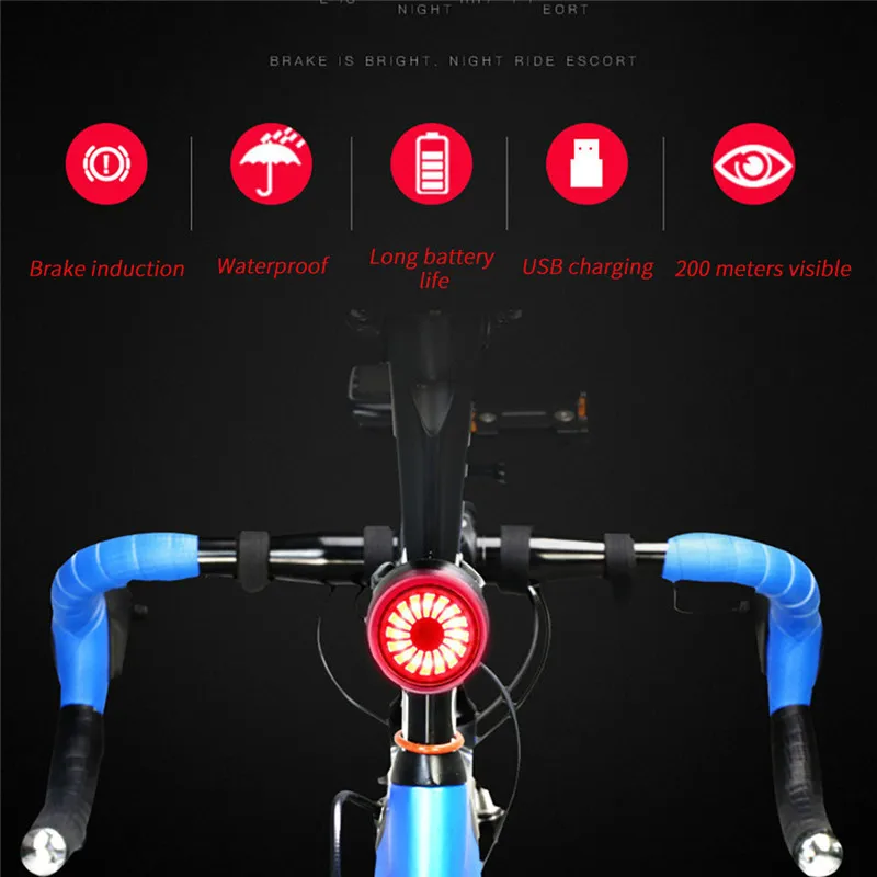 Flash Deal Bicycle Light USB charging Mountain bike Safety warning light Smart brake Induction tail light Riding Accessories A1 8