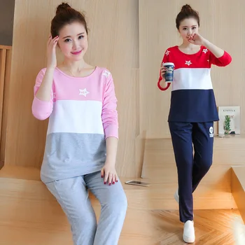 

Spring And Autumn Pregnant Women Set New Style Stripes Joint Slimming Fashion Casual Long Sleeve Pregnant Women Abdominal S