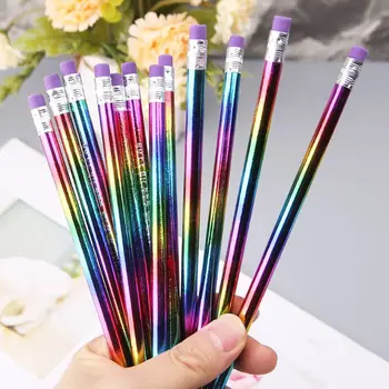 

12Pcs Rainbow Pencil Wood Environmental Protection Bright Color HB Drawing Painting Pencils School Office Writing Pen M5TB