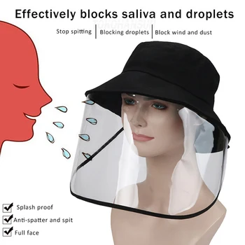 

Bucket Hat With Mask Eye visiere Protection Bucket Hat Anti-pollen Mask Anti-saliva Cover Full Face Caps 2020 Safety Hat masque