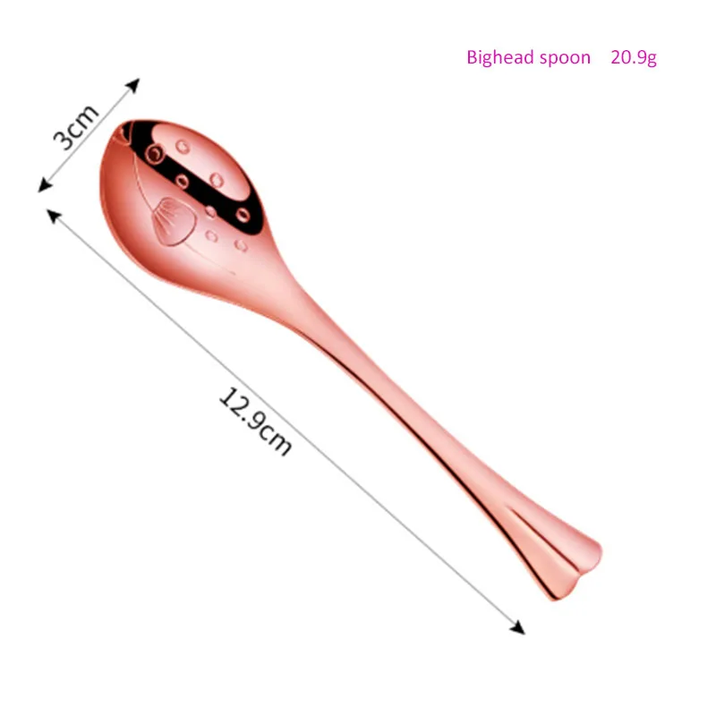 5 упаковок, индивидуальная маленькая ложка для кофе с дельфином, морской лошадью, 304 нержавеющая сталь, чайная медовая ложка, kawaii, маленькие Десертные Ложки - Цвет: Bighead rose gold