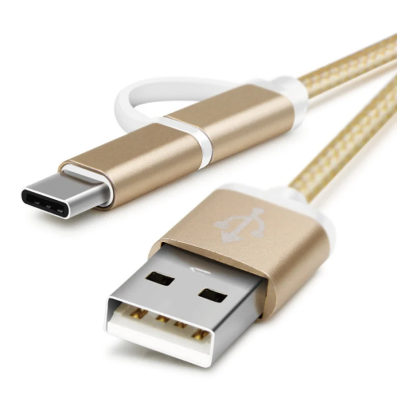 2в1 кабель usb type C для samsung Galaxy Note 10 9 8 S10 S9 S8 PLUS Micro USB C кабель 2 в 1 быстрая зарядка для Redmi Note7 K20 Pro