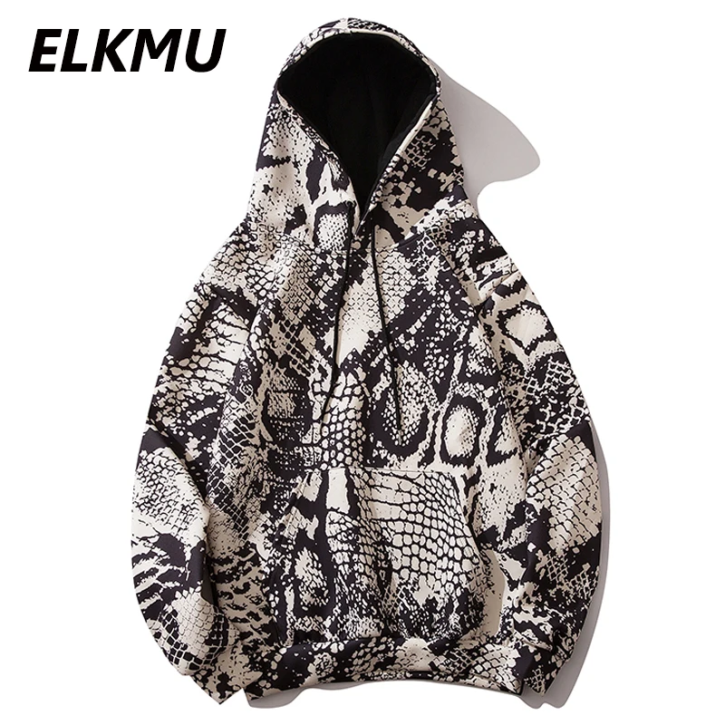 Толстовка ELKMU мужская с принтом змеиной кожи питона уличная одежда в стиле