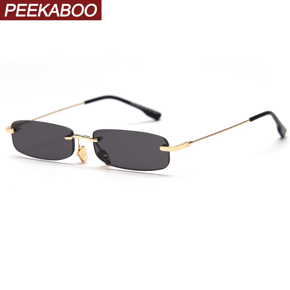 Peekaboo Квадратные Солнцезащитные очки без оправы маленькие затемненные цветные