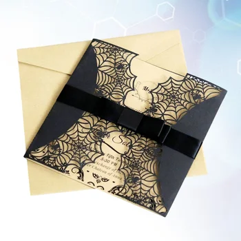 

8pcs Halloween Spider Web Invitations Card Pure Black Hollow Invitation Card Holiday Card European Christian Card Invitation Let