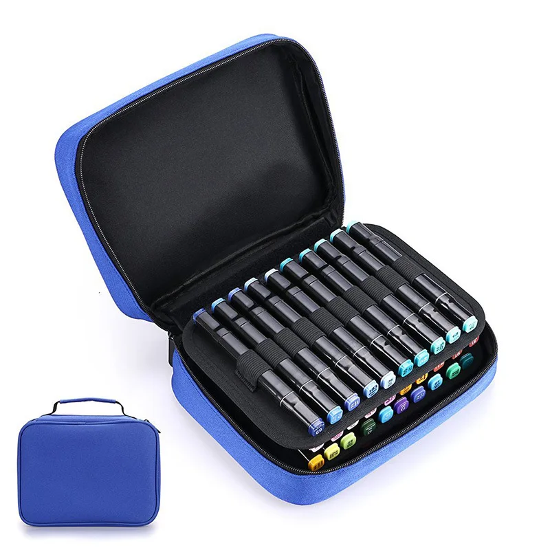 40 отверстий Оксфорд школьные карандаши чехол большой емкости маркер карандаш сумка искусство акварельные ручки складские принадлежности для студентов - Цвет: Синий