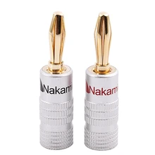 Новый 24 шт. 24 К золотой динамик Nakamichi, штекер банана, аудио разъем Новый 24 шт. 24 К золотой динамик Nakamichi, штекер банана, аудио разъем
