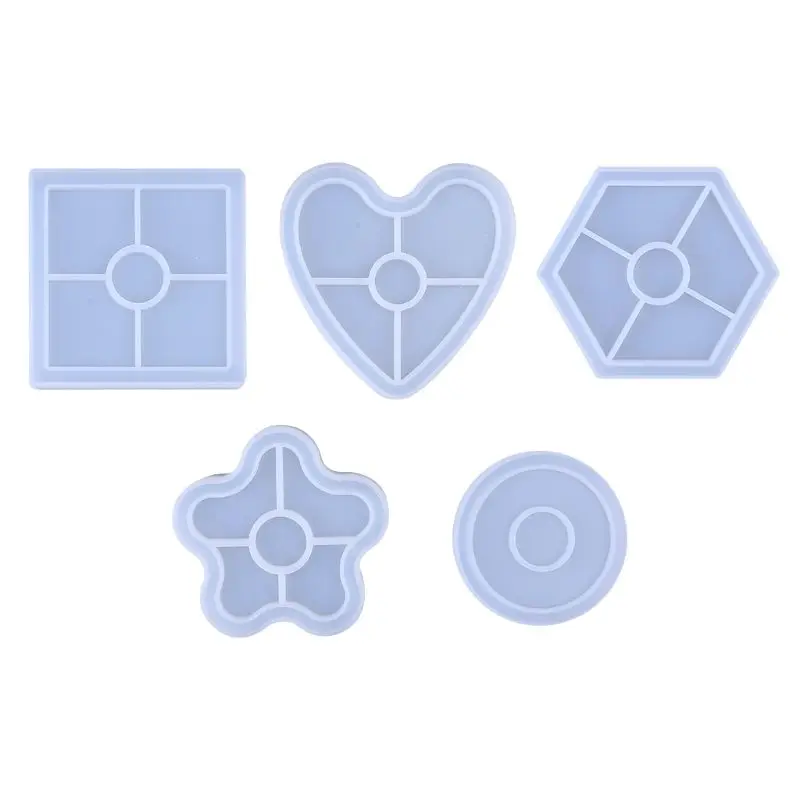 UV Resin Silicone Mold Hexagonal Round Heart-shaped DIY Coaster Flower Square Craft Making Epoxy Molds