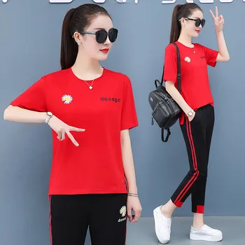 

Sports Set Summer Wear for Women 2020 New Style Popular Brand Western Style by Age Little Daisy Solid Color Fashion 2-piece Casu