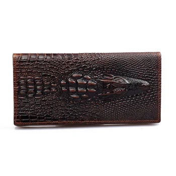 

Men's luxury leather wallet, leisure crocodile leather long pocket bag multi-card zero wallet card holder