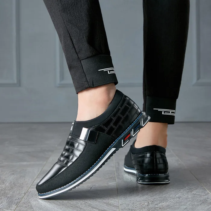 Men Casual PU Leather Shoes Loafers Breathable Non Slip Rubber Sole Walking Shoes H66