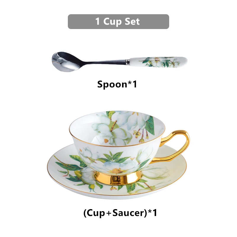 1Cup Элегантный костяной фарфор, чайная чашка, блюдце, ложка, набор, 200 мл, пасторальная фарфоровая кофейная чашка, чай, время, керамическая чайная чашка, кафе, чашка эспрессо - Цвет: 1Cup