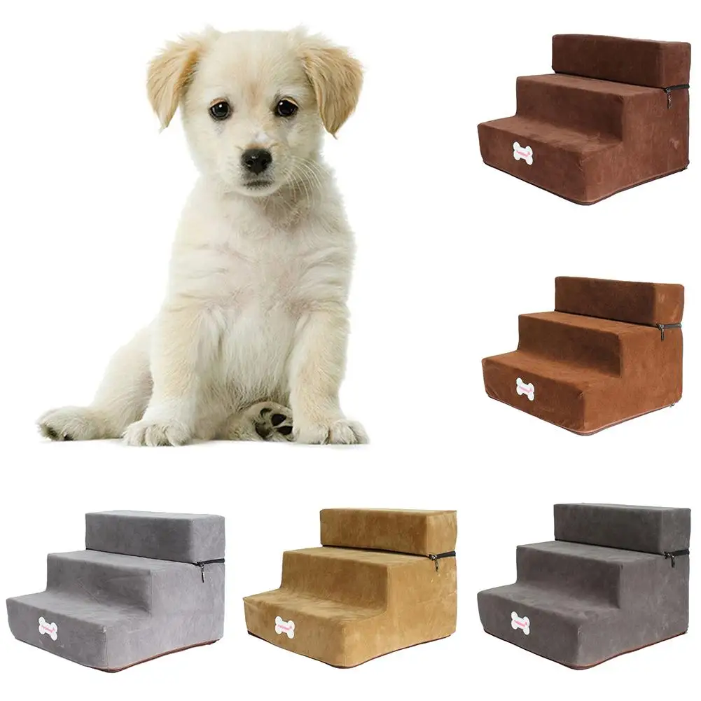 

HOT SALE Small Pet Cat Dog 3 Steps Stairs Pet Stairs Breathable Mesh Foldable Pet Stairs Bed Anti-slip Climbing Ladder Pet Produ