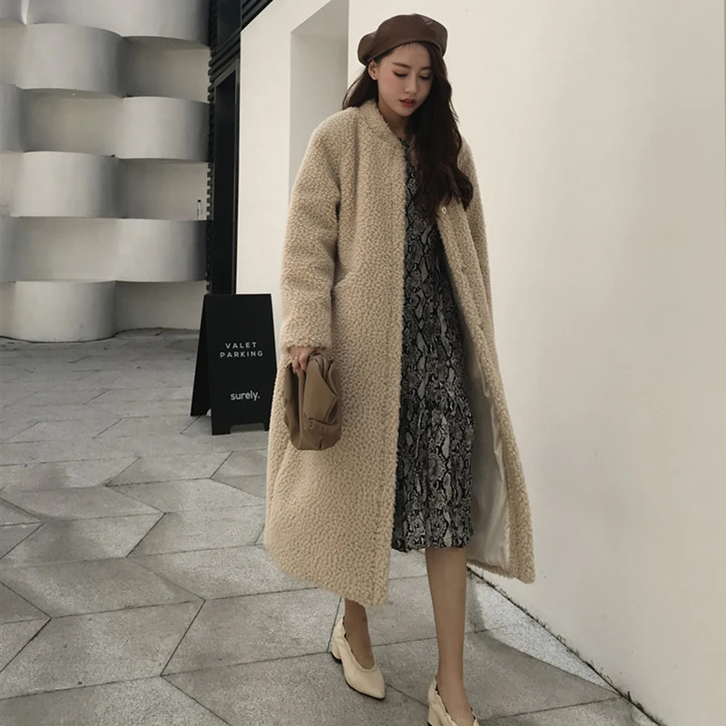 Winter Women Thick Warm Long Faux Fur Coat Female Brand High Quality Fluffy Fur Jacket Plus Size Loose Parkas teddy coat LY711