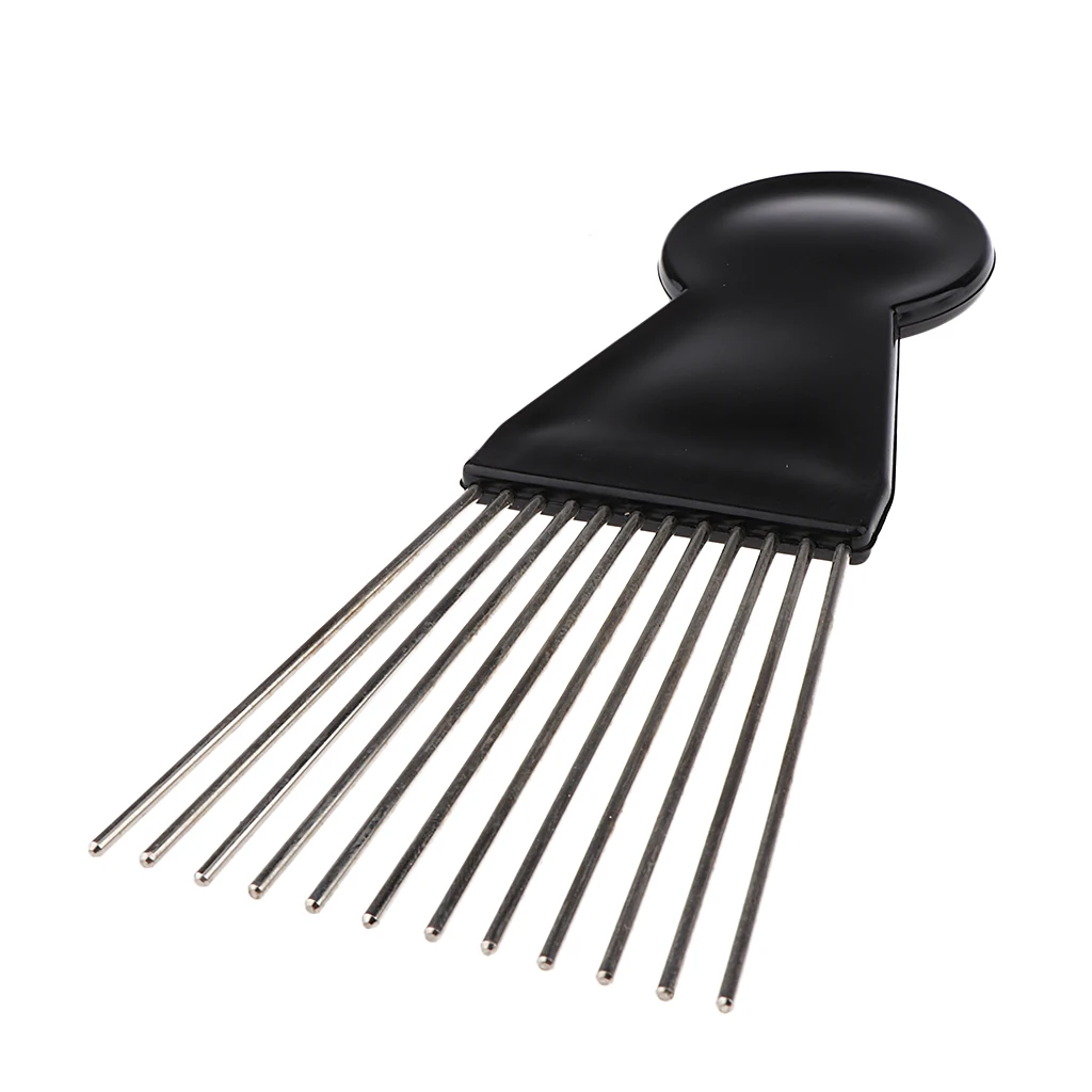 Professional Black Salon Barber Hair Styling Afro Pick Brush Wig Braid Hair Man Styling Comb Metal Lift