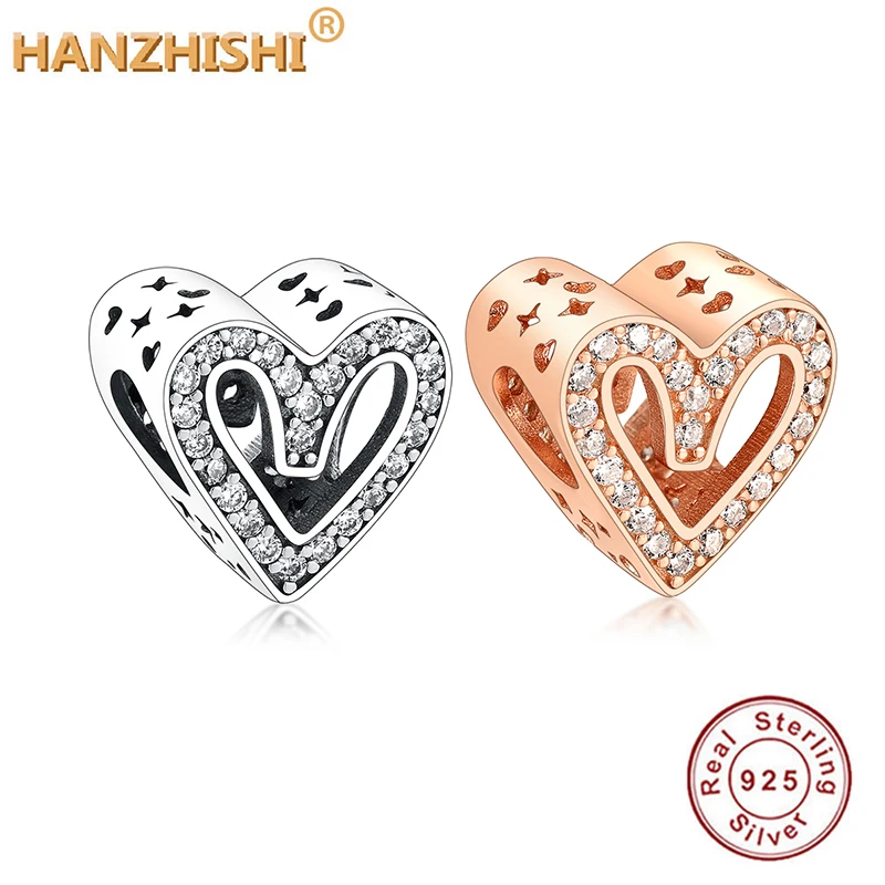 2020 Spring 925 Sterling Silver New Heart Charms Beads Fit Original Pandora Charm Bracelet Necklace Jewelry Making berloque | Украшения и
