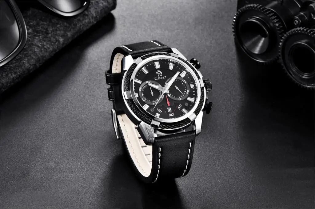 Роскошный кожаный ремешок Синий кварцевый хронограф водонепроницаемый розовое золото AAA спортивные мужские часы брендовые наручные мужские часы
