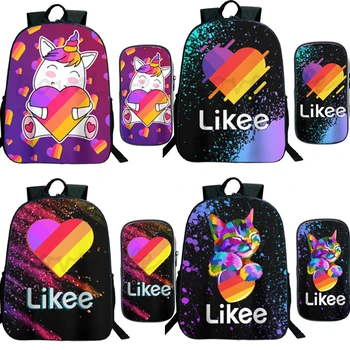 

2PCS Set Children Boys Girls Likee Video APP like Likee Back to school Backpack cool pattern Laptop Backpack Childs Pen bag