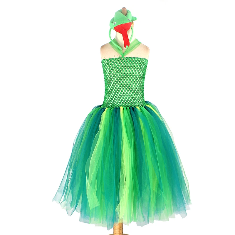 Green Snake Girls Tutu Dress with Headband Cute Wild Reptile Pageant Gown Halloween Costume Kids Baby Cosplay Dress Up Clothes (9)