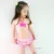Девушки 2 Шт Купальники с Розовым пледом и бантом 2-8Y Kids Bikini Set Детский Купальник Baby Summer Sandy Beachwear