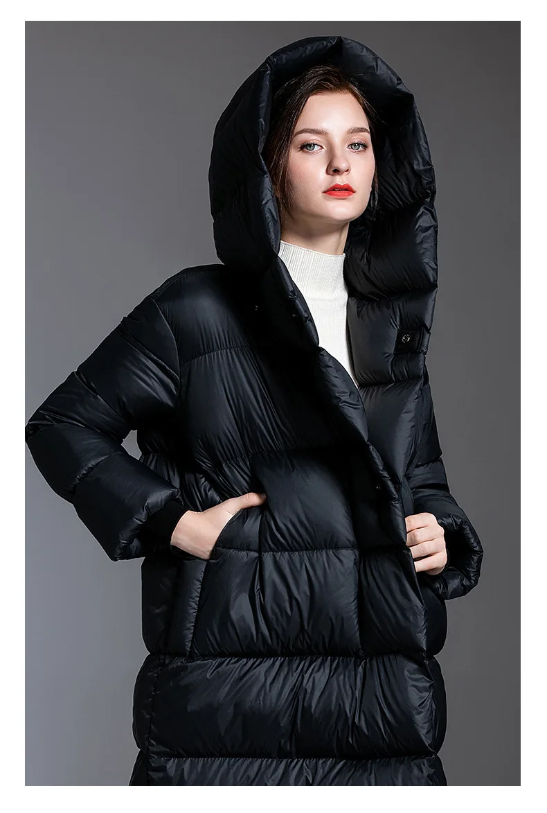Новинка года; Зимний пуховик с капюшоном для девочек; Длинное свободное женское плотное пальто до колена; 929