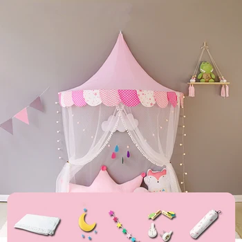 

Kids Play Tent Pink Princess Castle Play House Tipi Enfant Indoor Baby Girls Crib Canopy Net Bed Tent Children Room Decor