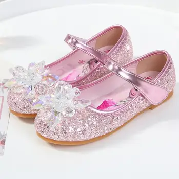 

Kids Leather Shoes Girls Elsa Wedding Dress Shoes Children Princess Bowtie Dance Shoes For Girls Casual Shoes Flat Sandals