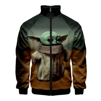 

Star Wars The Mandalorian Baby Yoda Men's Jacket Slim Stand Collar Zipper Jacket Male Tracksuits Streetwear Hip Hop Hoodie