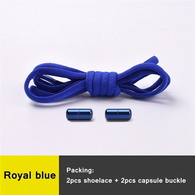1 Pair 21 Colors No Tie Shoelaces Round Color Metal Lock Elastic Shoelace General For Children And Adults Sneakers Lazy Laces Royal blue