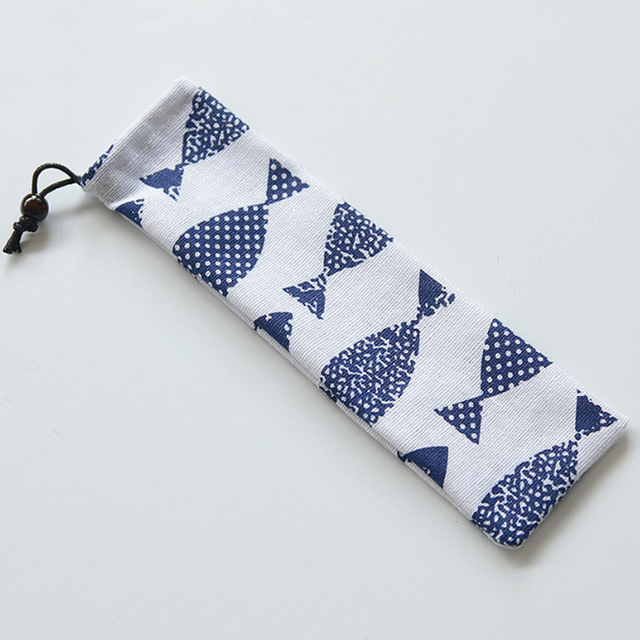 Style Cutlery Bag Reusable Travel Drawstring Pouch for Kitchen Tableware Fork, Spoon, Bamboo Chopsticks, Cleaning Brush