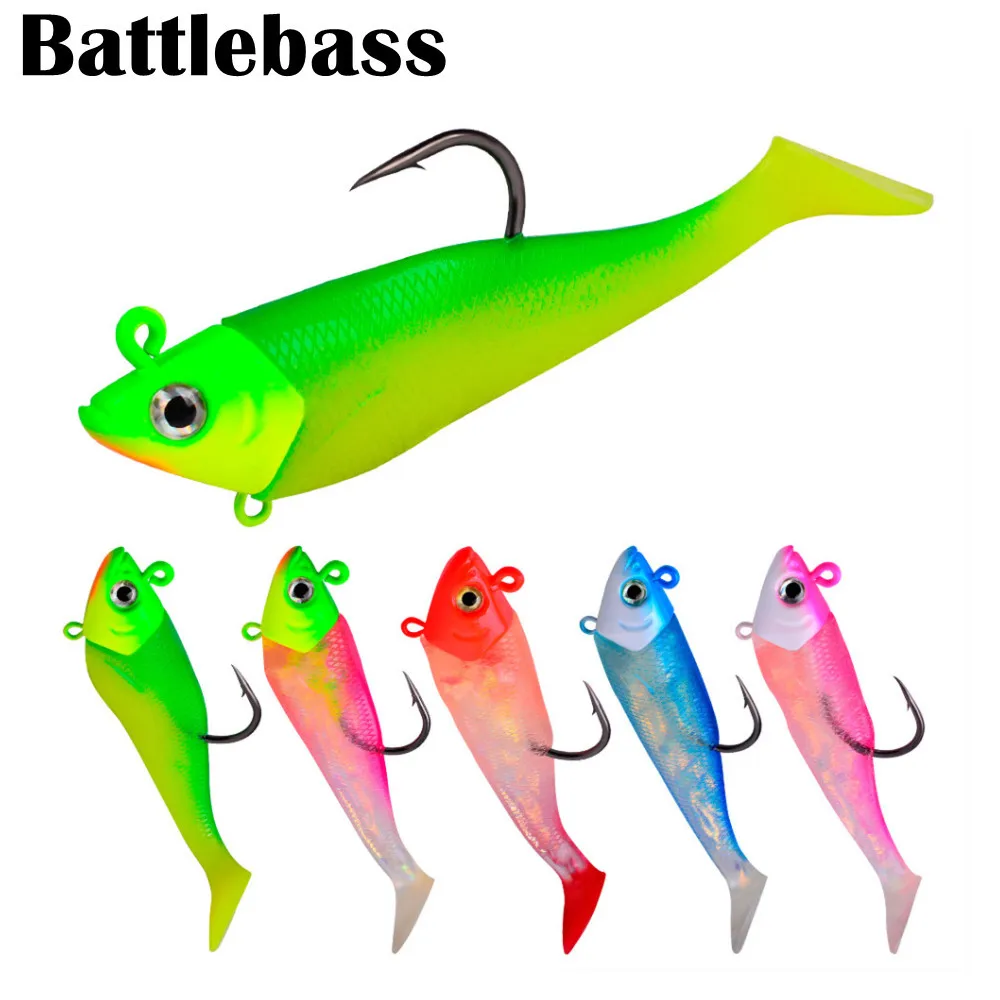 Fishing Lures for Bass, Fishing Jig Head Swim Shad Lure, Soft