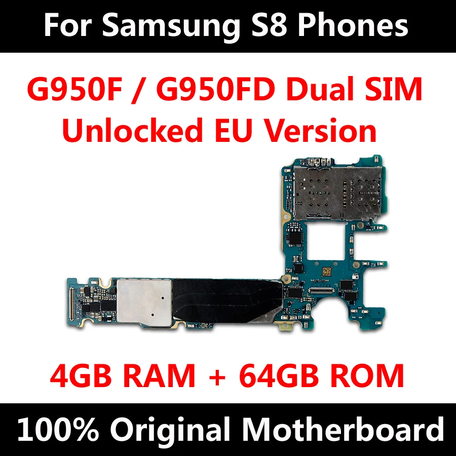 

Official Phone Motherboard For Samsung Galaxy S8 G950F G950FD Original MainBoard Unlock With Chips IMEI OS Logic Board