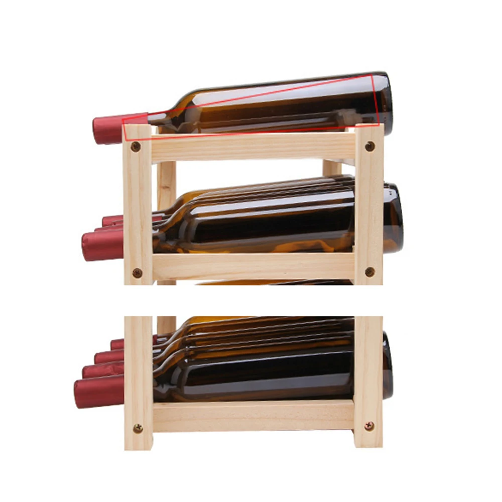 Твердая древесина красное Вино Стойка 4/12 держатель бутылки винный шкаф деревянный держатель бар дисплей полка складные деревянные держатели для бутылок