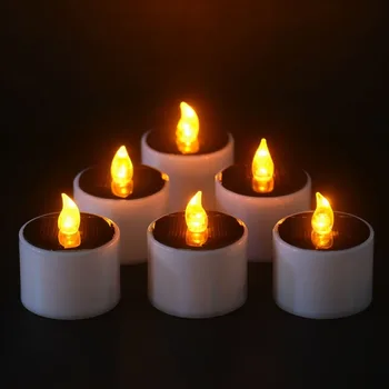 

6 Pieces/Lot New Type Yellow Flicker Solar Power LED Light Candles Flameless Electronic Solar LED Nightlight Solar Energy Candle