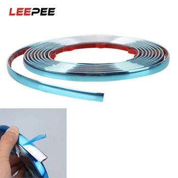 

LEEPEE Car Rearview Mirror Bumper Protector Tape Self Adhesive Silver Side Door Chrome Strip Styling Mouldings